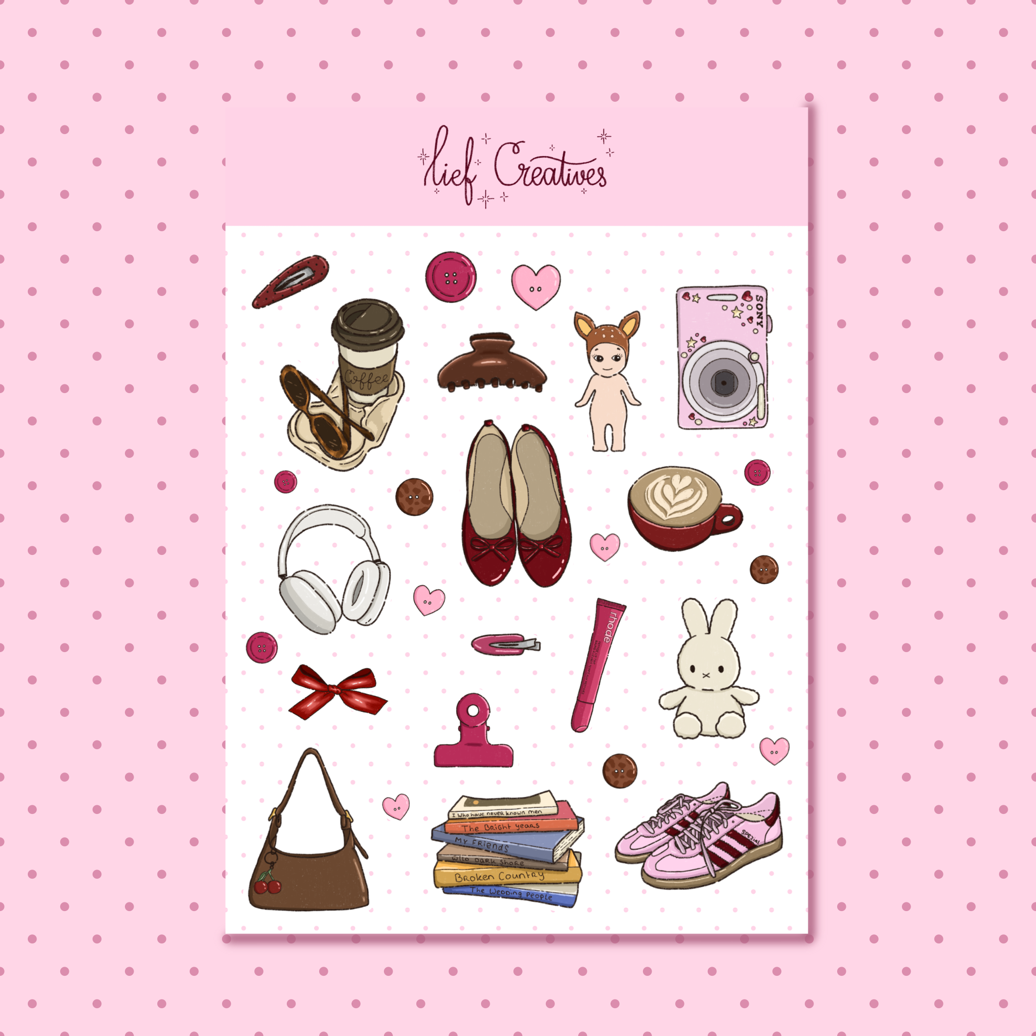 Cherry trinkets A5 sticker sheet