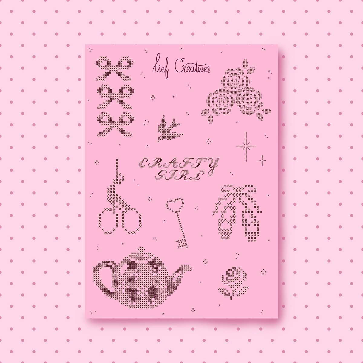 Cross stitch sticker sheet A6