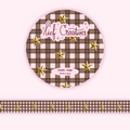Pink + brown gingham stars washi tape