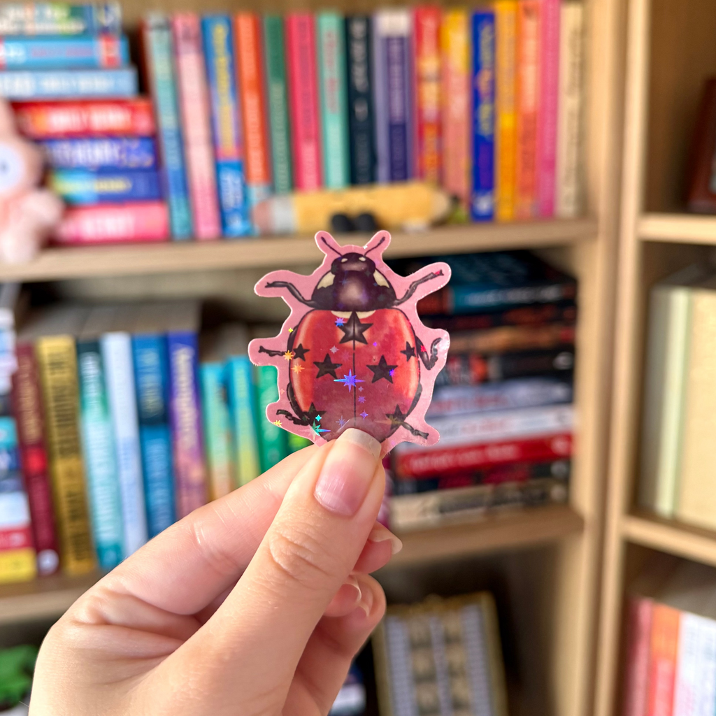Holographic vinyl ladybug sticker
