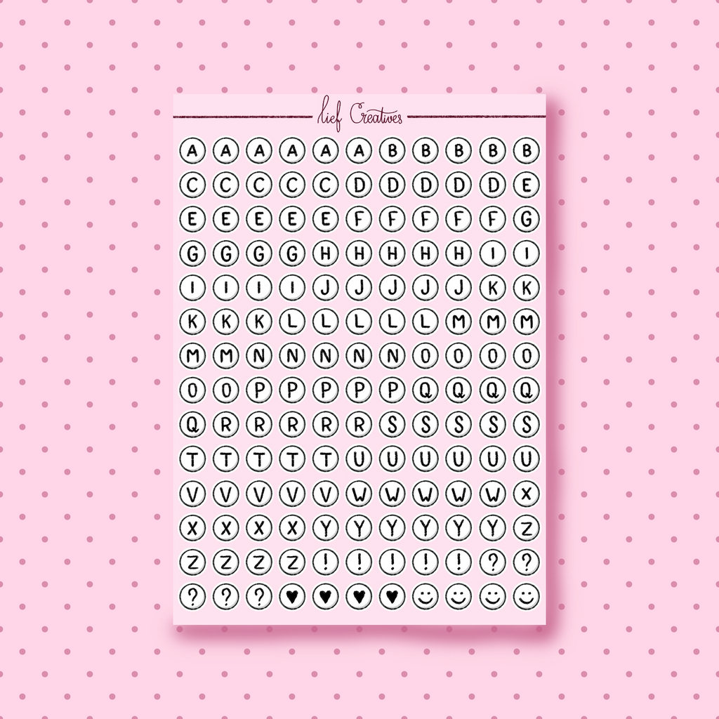 Letter beads sticker sheet