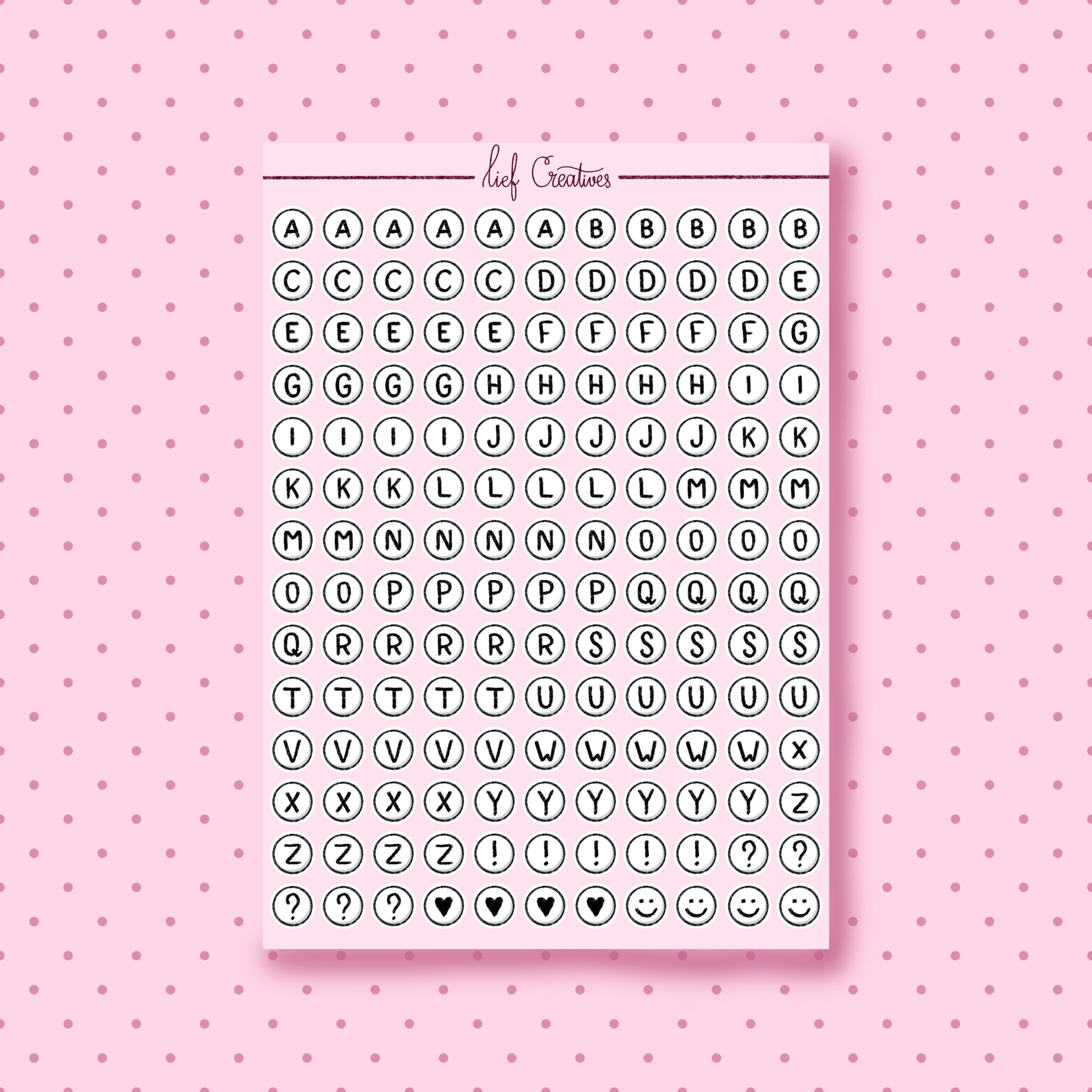 Letter beads sticker sheet
