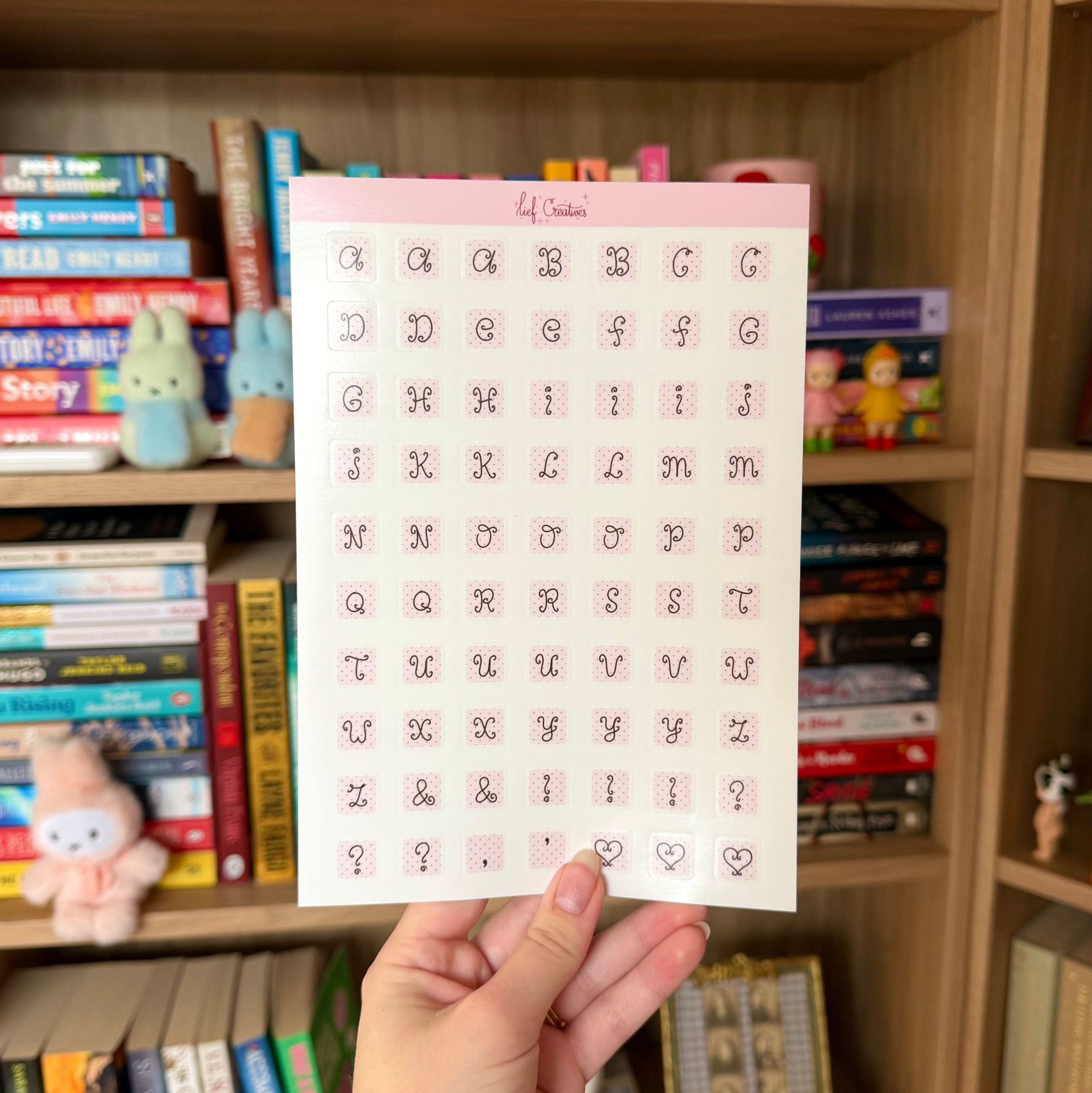Pink polkadots letters sticker sheet A5