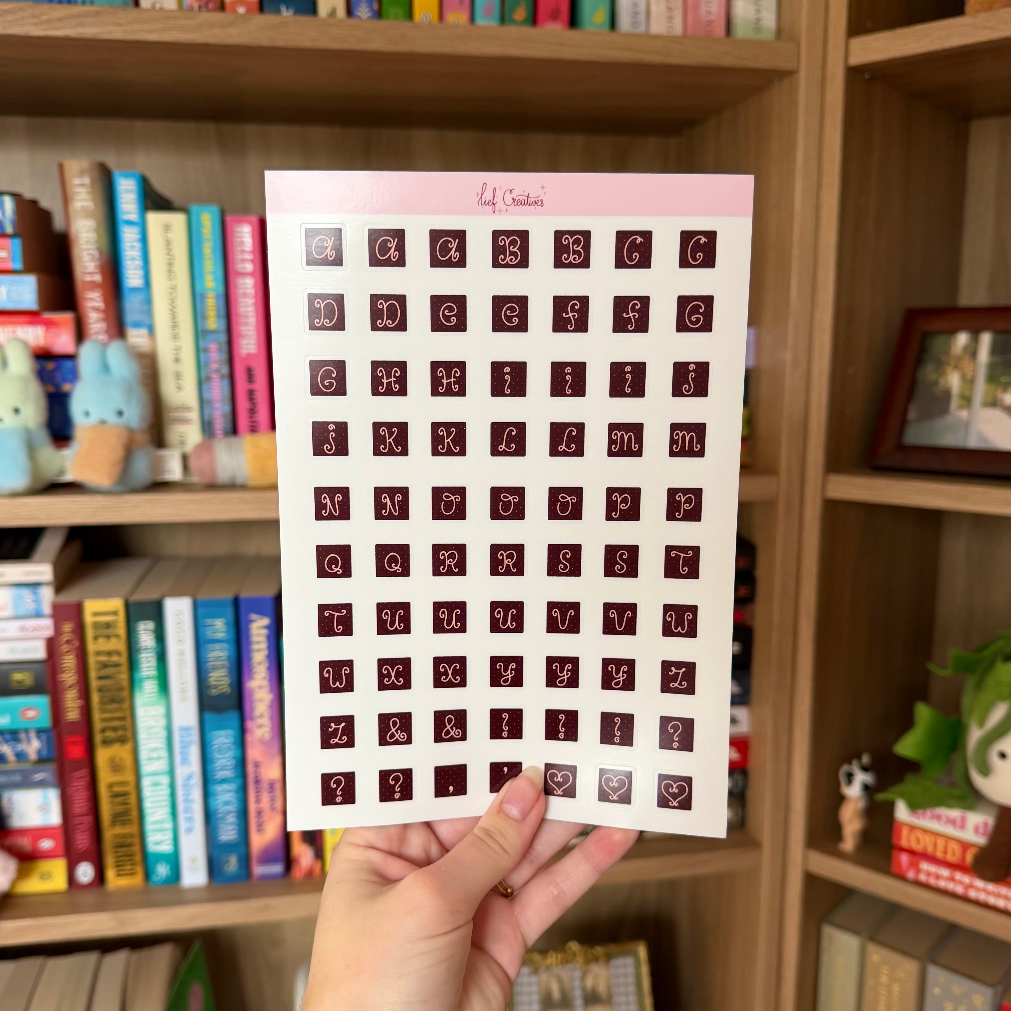 Maroon polkadot letter sticker sheet A5