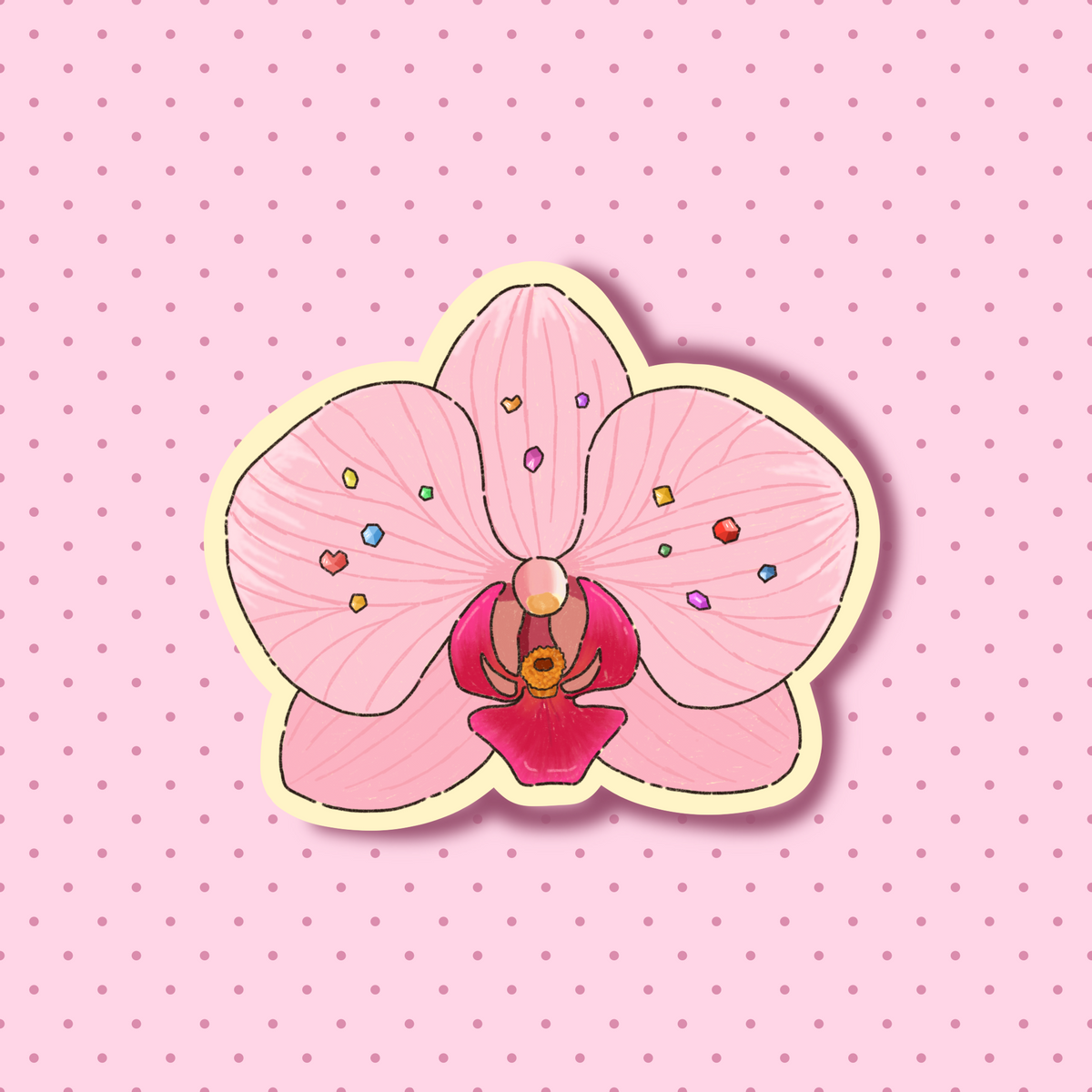 Holographic orchid vinyl sticker