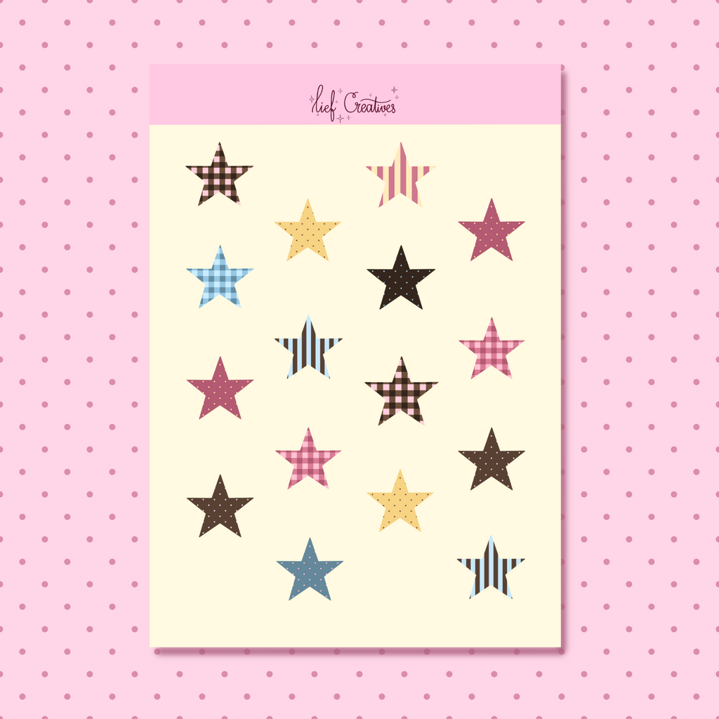 Patterned stars sticker sheet A6