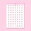 Pink polkadots letters sticker sheet A5