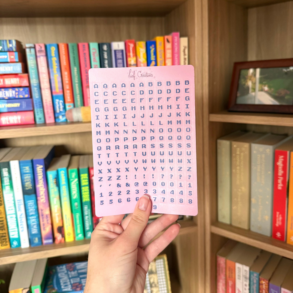 Pixel letter sticker sheet pink