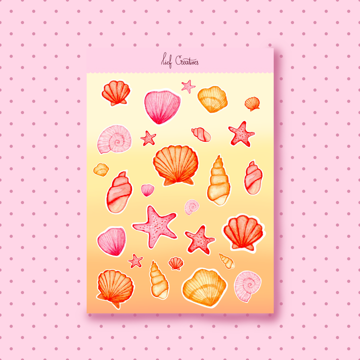 Seashell summer sticker sheet