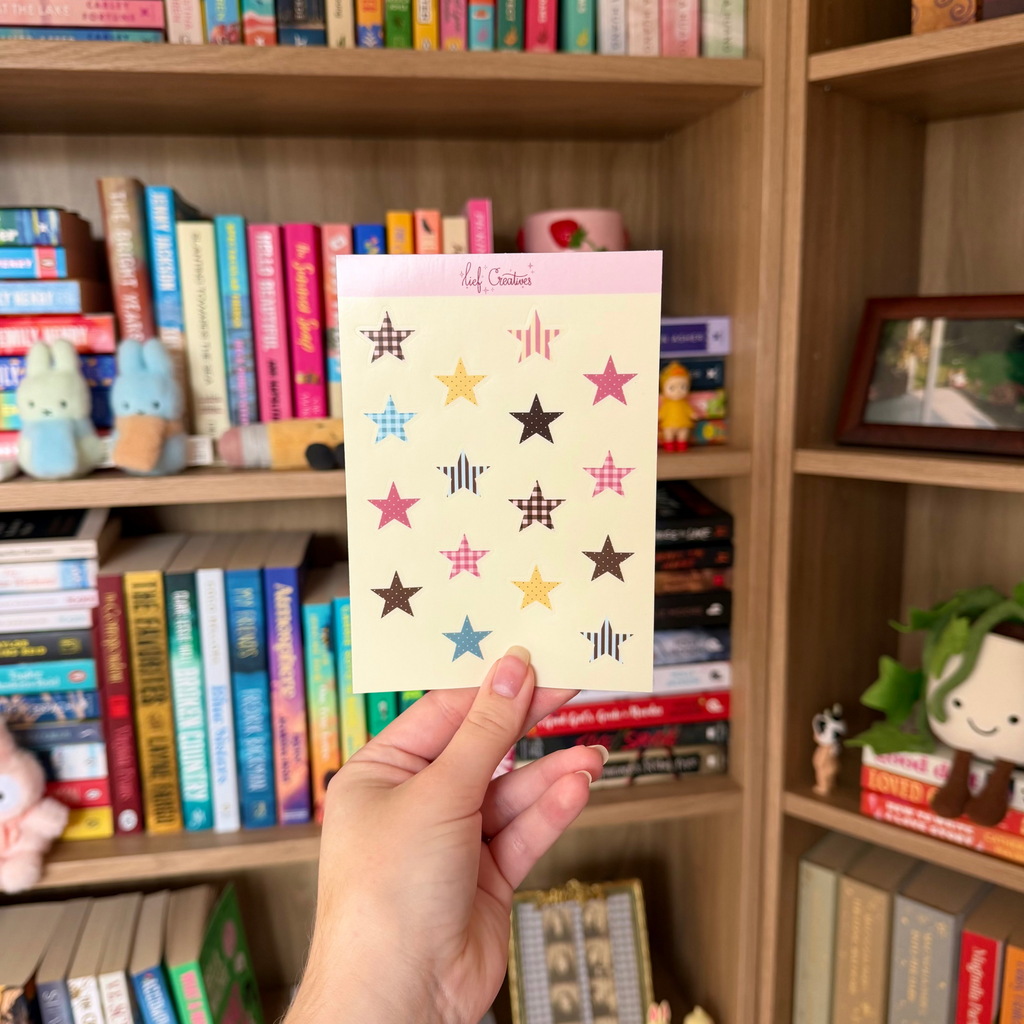 Patterned stars sticker sheet A6