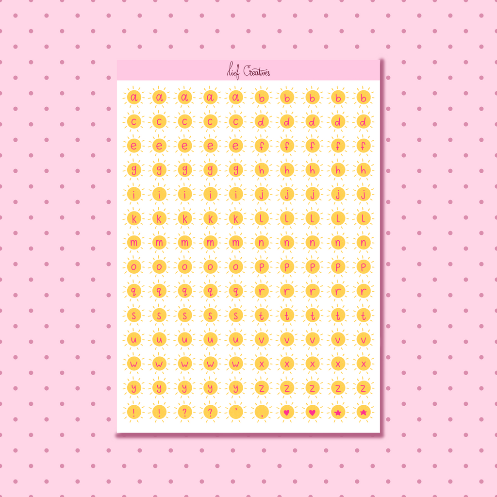 Sunny letter sticker sheet