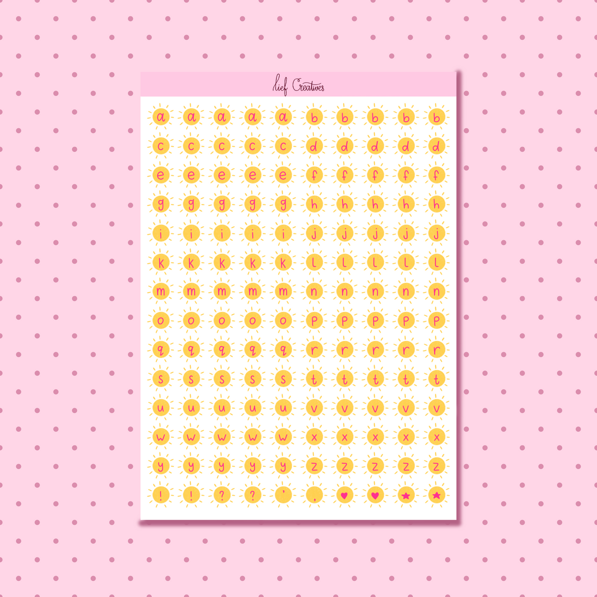 Sunny letter sticker sheet